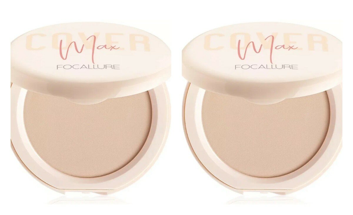 Пудра для лица Focallure, Covermax Two way cake Pressed Powder, тон 01, 6,8 гр, 2 шт