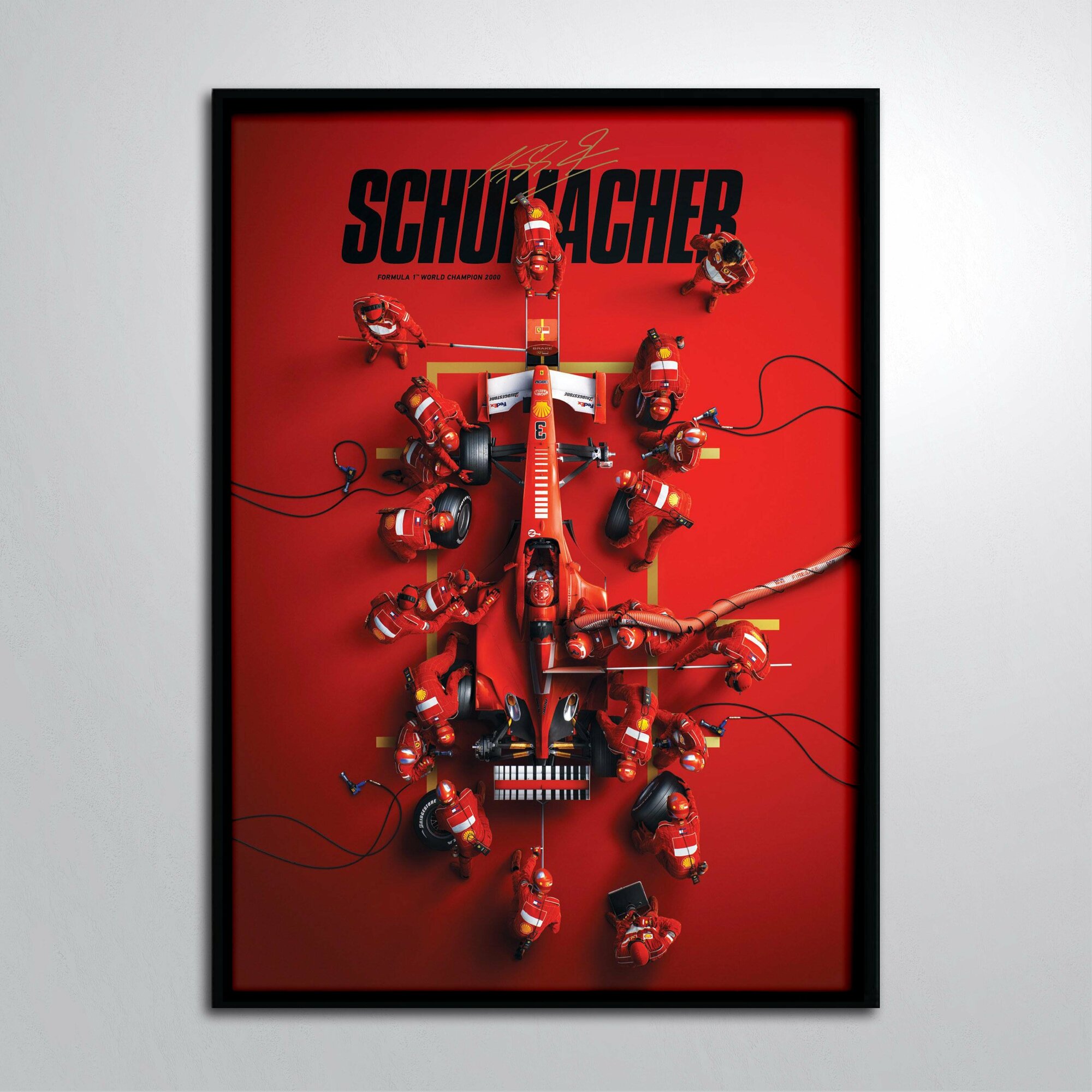 Постер в раме/Болид формулы 1 f1 Formula 1 Михаэль Шумахер Пит Стоп Феррари