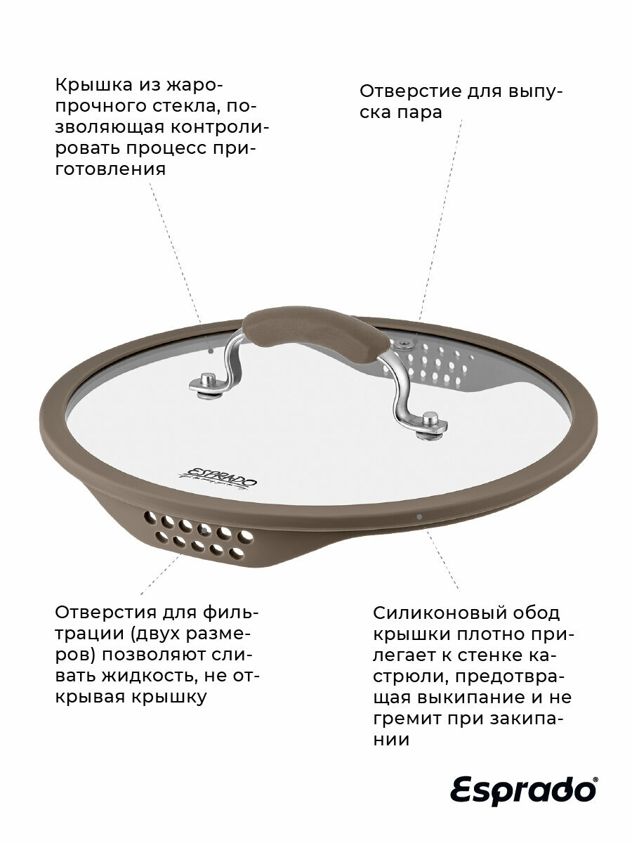 Кастрюля, кастрюля нержавеющая сталь, кастрюля 5,8 л, кастрюля c крышкой, Sense Esprado, кастрюли, нержавеющая посуда, кастрюля для индукционных плит