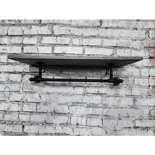 Полка настенная из массива дерева и металла в стиле лофт. 80*30*16 (В)см