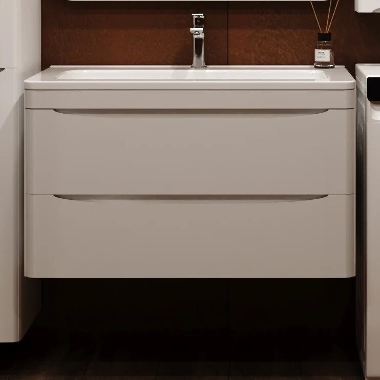 Тумба с раковиной Style Line Бергамо Мини 90 Люкс Plus подвесная, антискрейтч белая