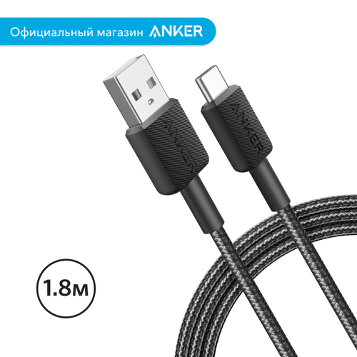 Кабель Anker 322 USB-A/USB-C 1.8 м (A81H6), черный 2pcs camera lens glass for samsung galaxy a51 a71 note 20 s20 ultra plus s20 a31 a21s m31 a02 a12 s21 screen protector s20 fe