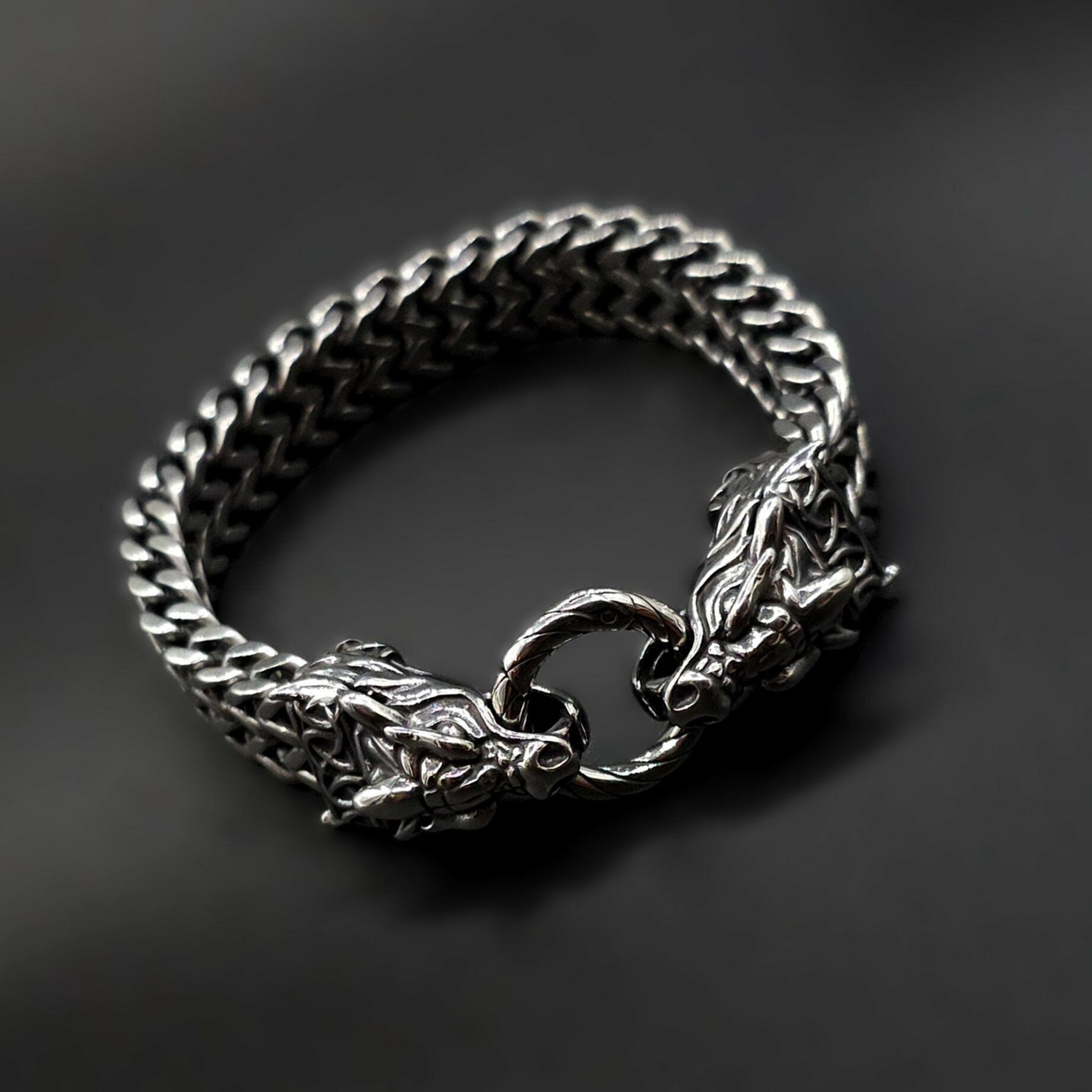 Славянский оберег, плетеный браслет Браслет на руку "Стальной Дракон" черные браслеты мужской, размер 20 см