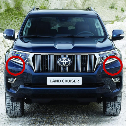 Крышки заглушки форсунок омывателя ФАР подходит для TOYOTA LAND CRUISER PRADO рестайлинг 2 (17-19гв) левая + правая