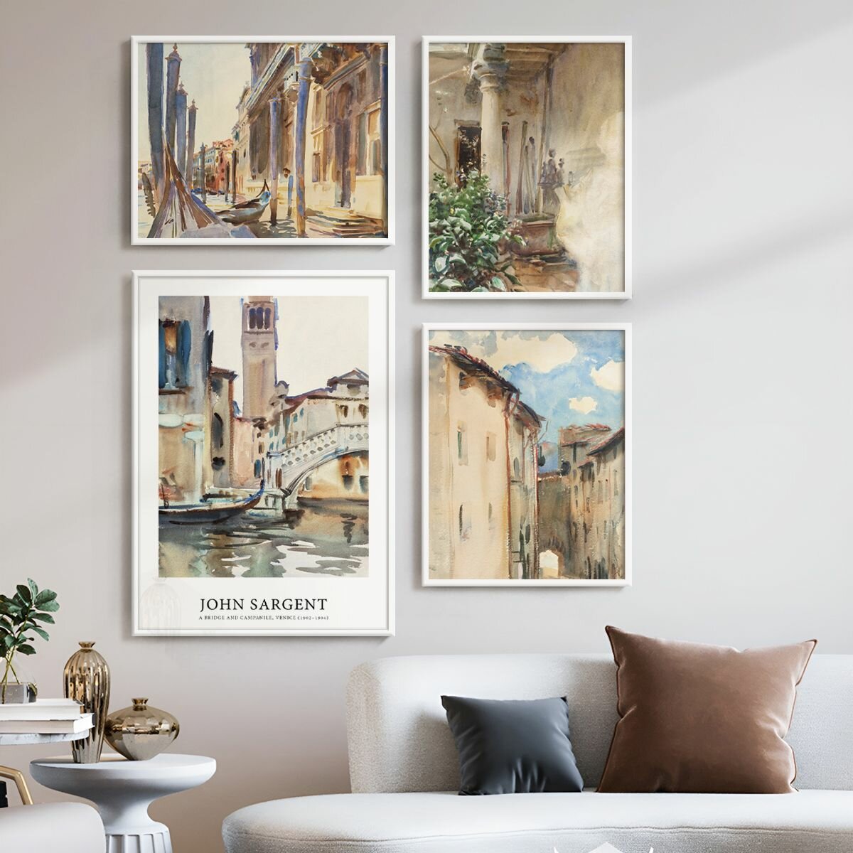 Набор постеров 4 шт "Венеция в светлых тонах" плакат для интерьера, картина на стену