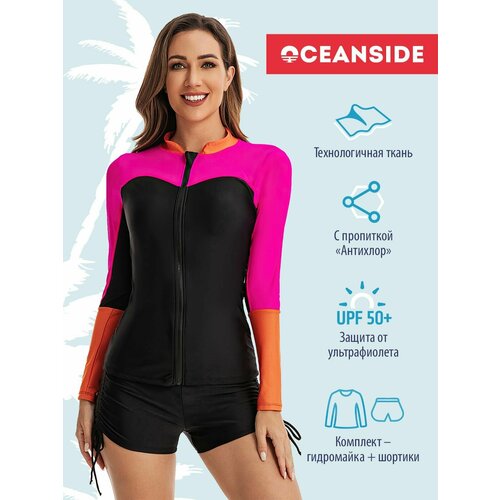 фото Купальник oceanside sport, размер xl, фуксия, черный, оранжевый