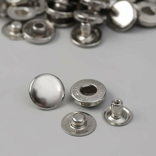 Кнопки установочные, альфа, d = 15 мм, цвет никель (20 шт.) кнопка с пластиковым верхом низ металл d 15 мм цвет белый 5 штук