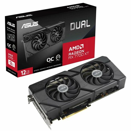 Видеокарта ASUS DUAL-RX7700XT-O12G /RX7700XT, HDMI, DP*3,12G, D6 видеокарта asus radeon rx 6700 xt dual oc edition pci e 12288mb gddr6 192 bit retail dual rx6700xt o12g