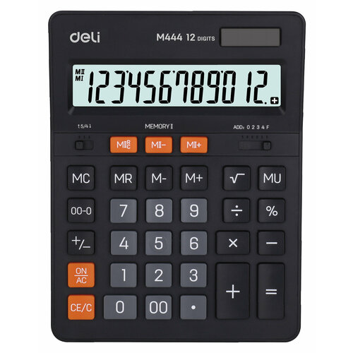 Калькулятор настольный Deli EM444 темно-серый