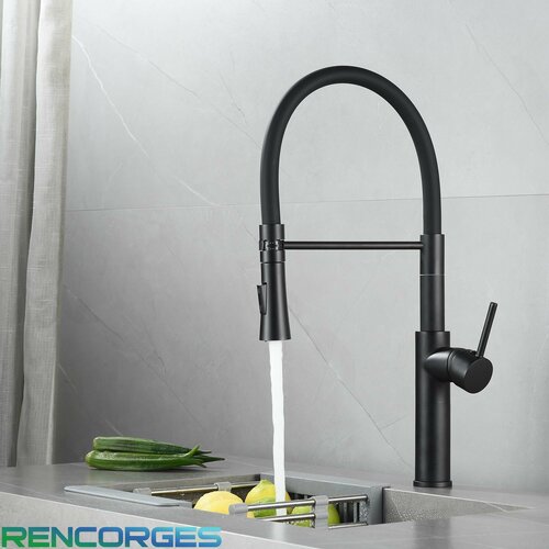 Смеситель для кухни с гибким поворотным изливом. Кран для кухни с гибким поворотным изливом.