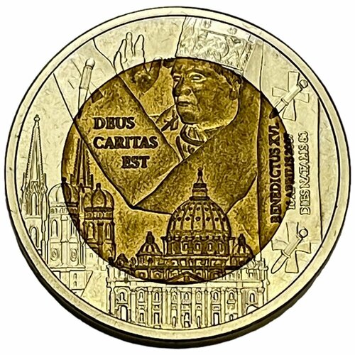 Ватикан 2 евро 2007 г. (Deus Сaritas Est) Specimen (Проба) франция 2 евро 2007 2021 xf