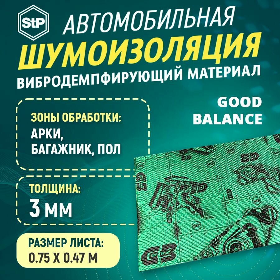 Вибродемпфирующий материал StP Вибропласт GB 3 750x470x3 мм 1 шт