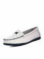 Белые женские кожаные туфли мокасины без каблука Marisetta 40-31WG-545V