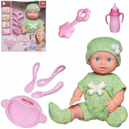 Кукла ABtoys Baby boutique Пупс в зеленой одежде 25 см, пьет и писает