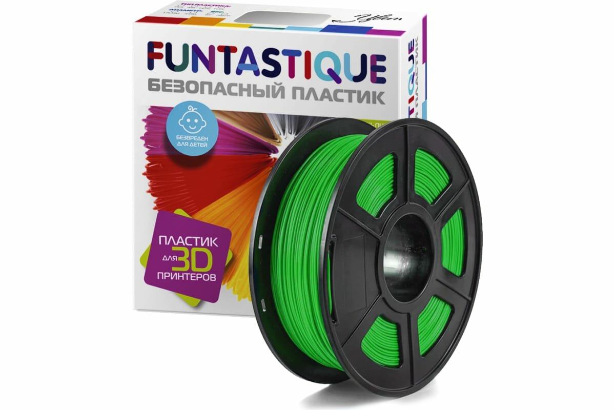 FUNTASTIQUE Пластик в катушке (petg,1.75 мм,1 кг), цвет зелёный PETG-1KG-GN