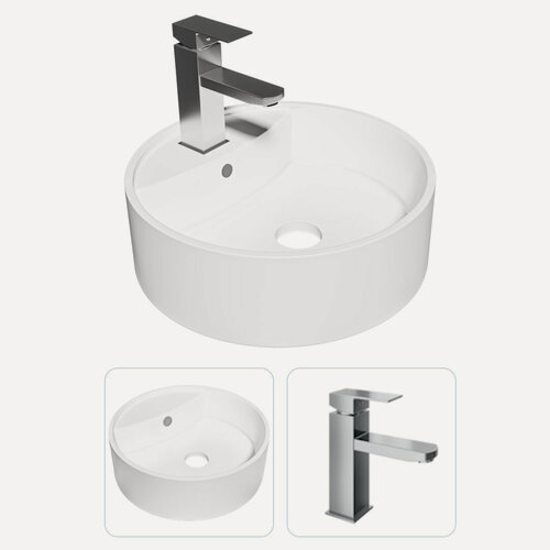 Изображение товара Раковина накладная для ванной Teymi Lina S D40 в комплекте смеситель хром F07325