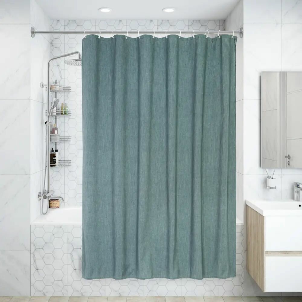 Штора для ванной 180x200 см полиэстер цвет серый