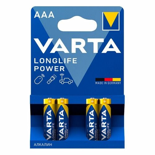 AAA Батарейка VARTA Longlife power High Energy Alkaline LR03, 4 шт.