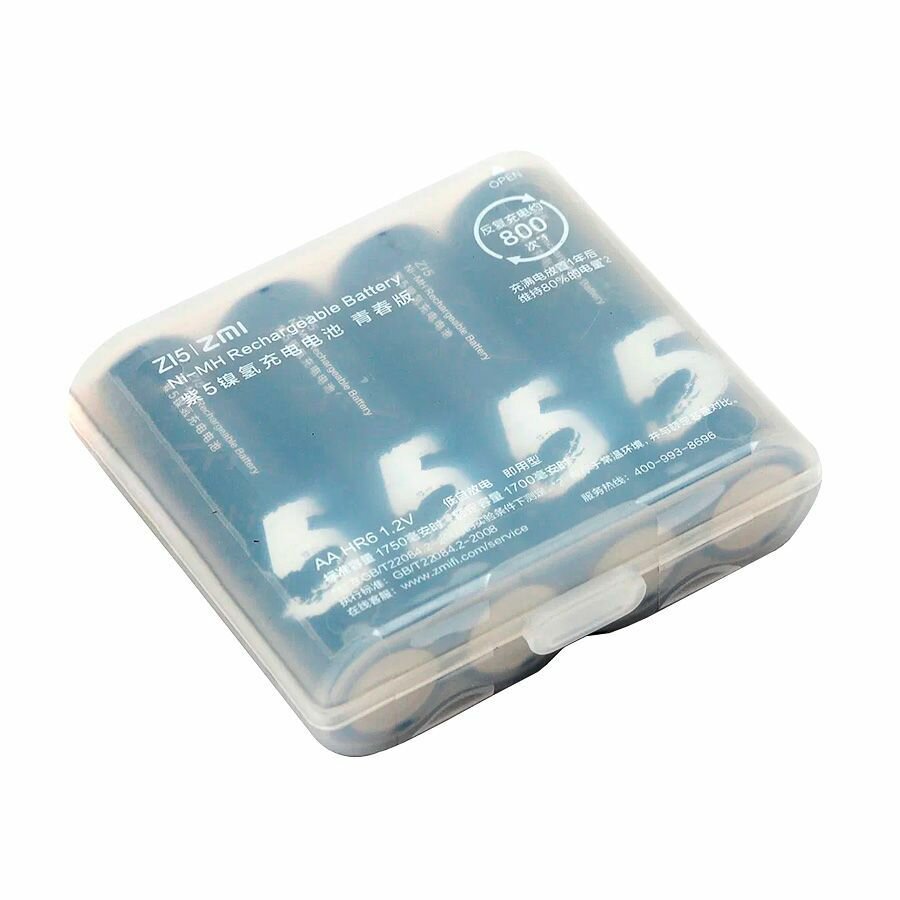 Изображение Аккумулятор Ni-MH ZMI типа AA 1700 mAh 800 циклов перезарядки уп.4 шт в пластиковом чехле AA512 Black