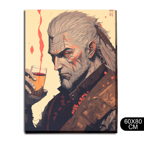 Картина интерьерная на холсте игра witcher (Геральт, ведьмак) - 115 В 80x60