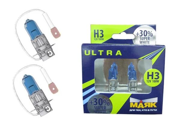 Лампа галогенная Маяк Ultra Super White H3 12V 55W 2 шт.