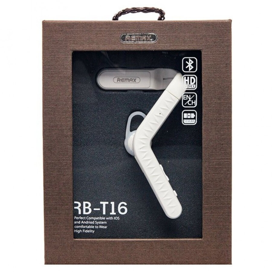 Беспроводная Bluetooth-Гарнитура REMAX RB-T16 Headset, Bluetooth, белый — фото 1