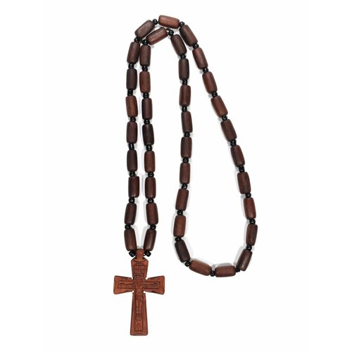 крест нательный с распятием с орнаментом 35 мм дерево эбен Крестик Апостол веры, коричневый