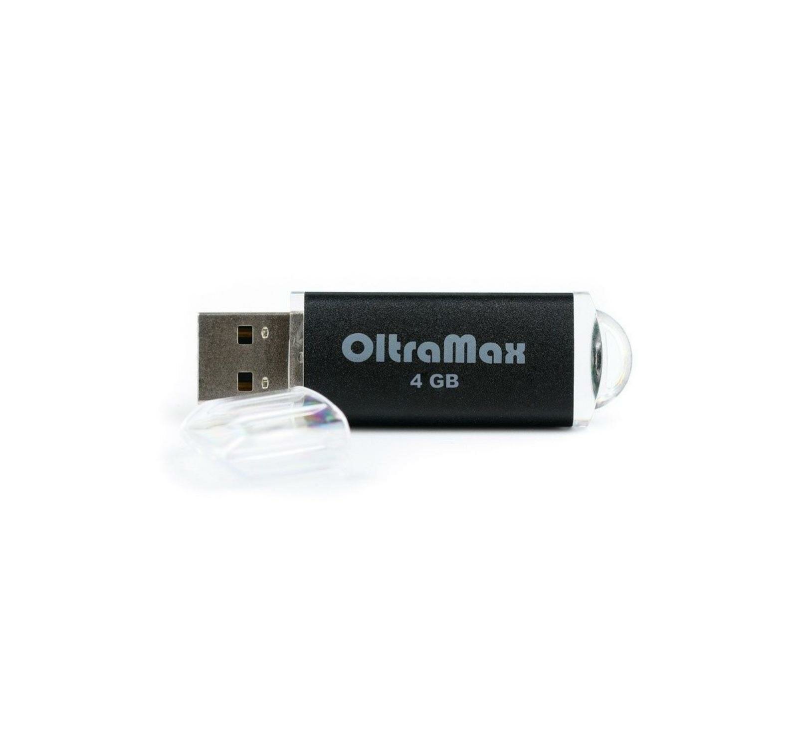 Флешка OltraMax 30, 4 Гб, USB2.0, чт до 15 Мб/с, зап до 8 Мб/с, чёрная