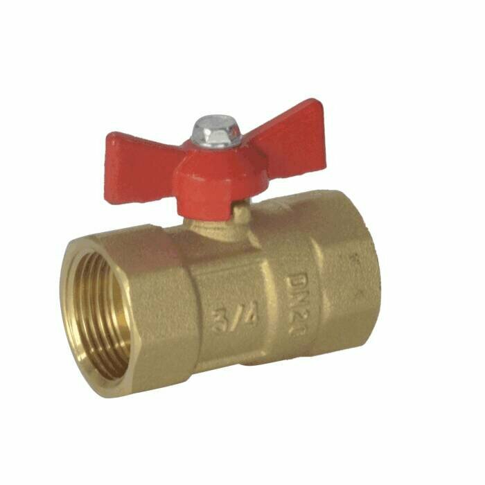 фото Кран шаровой латунь практик 130 Ду 15 Ру16 ВР бабочка красная аналог 11б27п1 галлоп 103252