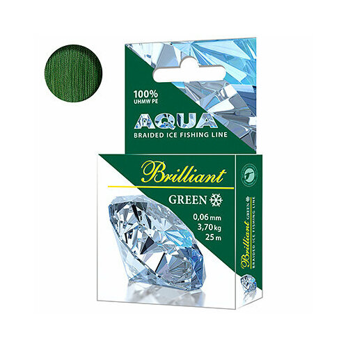 Плетеный шнур для рыбалки AQUA Green Brilliant зимний 0,06mm 25m