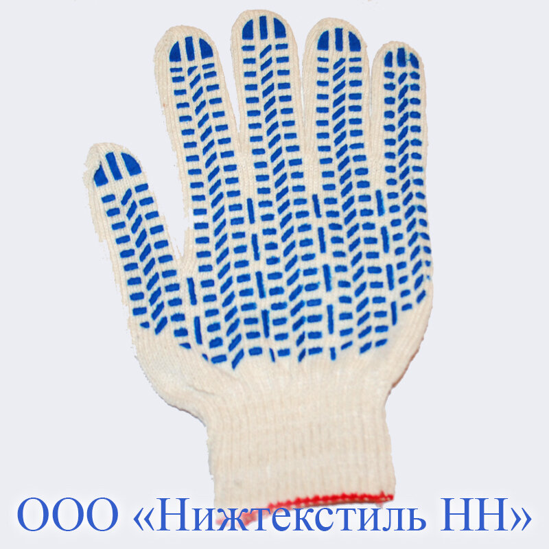 Перчатки Х/Б С ПВХ точка стандарт 10кл 5-ти нитка плотной вязки нижтекс