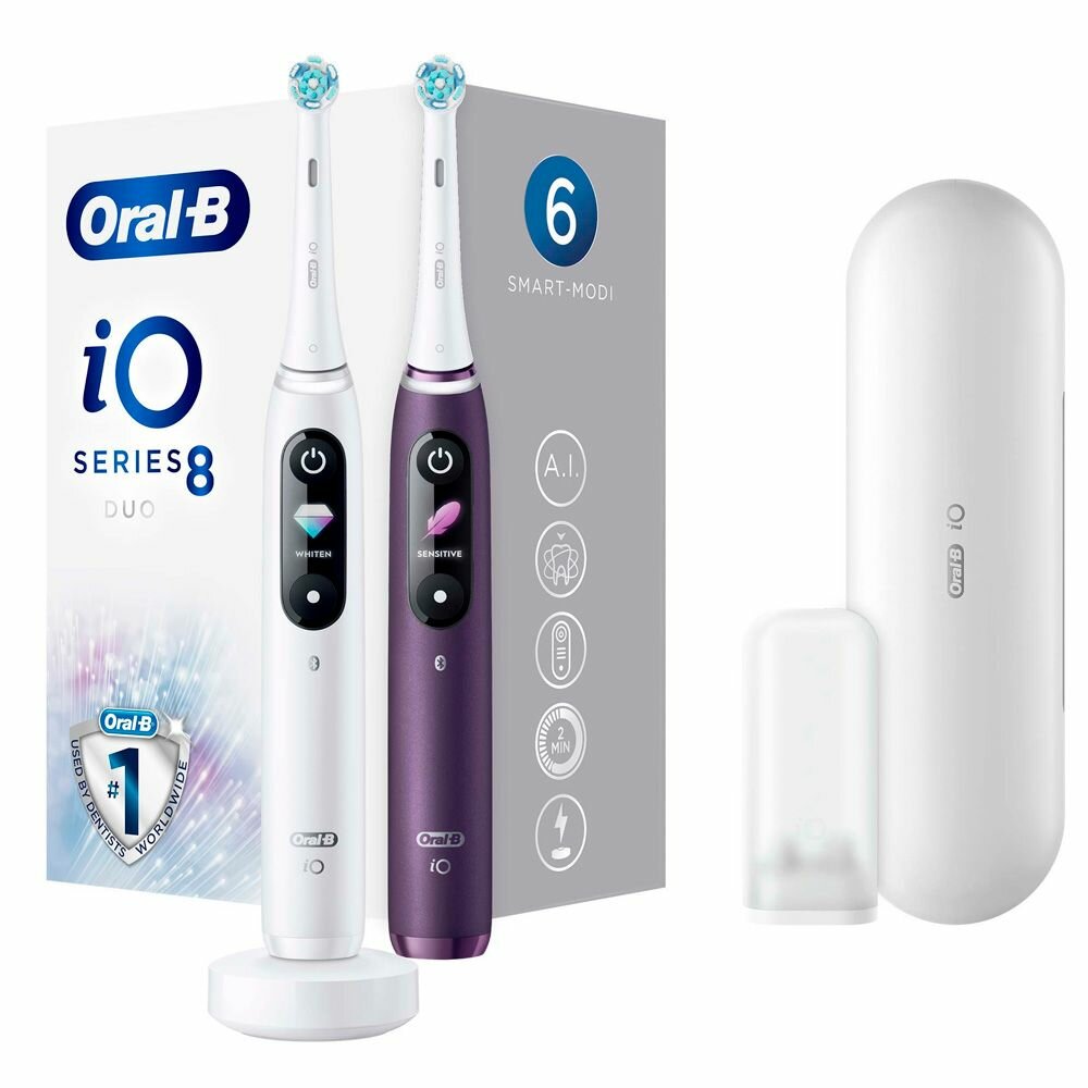 Набор электрических зубных щеток ORAL-B IO SERIE S8 DUO, белый/фиолетовый