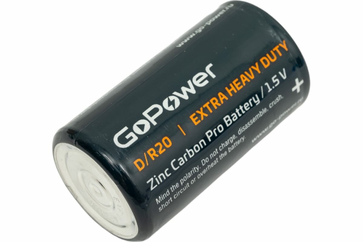 Батарейка GoPower R20 D Shrink 2 Heavy Duty 1.5V (2/12/288) Батарейка GoPower R20 D (00-00015597) - фото №11