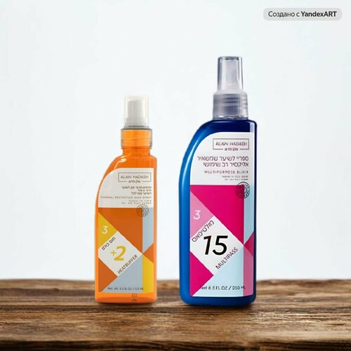 Alan Hadash Набор для укладки волос Спрей для волос 15 в 1 250 мл Спрей термозащитный 125 мл 1150₽