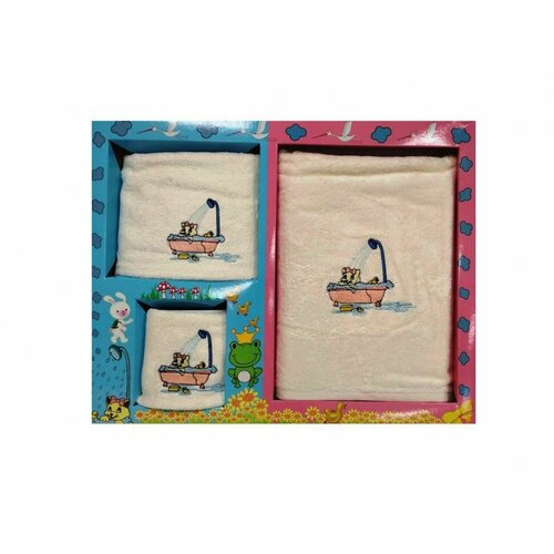 Набор детских полотенец DIVA AFRODITA котик 30х50 (1шт), 50х90 (1шт), 70х140 (1шт)