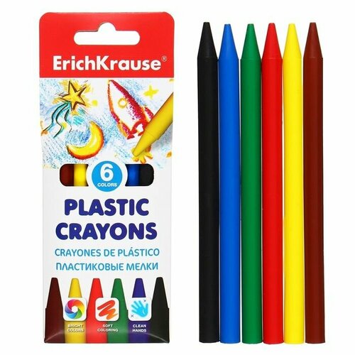 Мелки пластиковые 6 цветов диаметр 7 мм заточенные 399₽