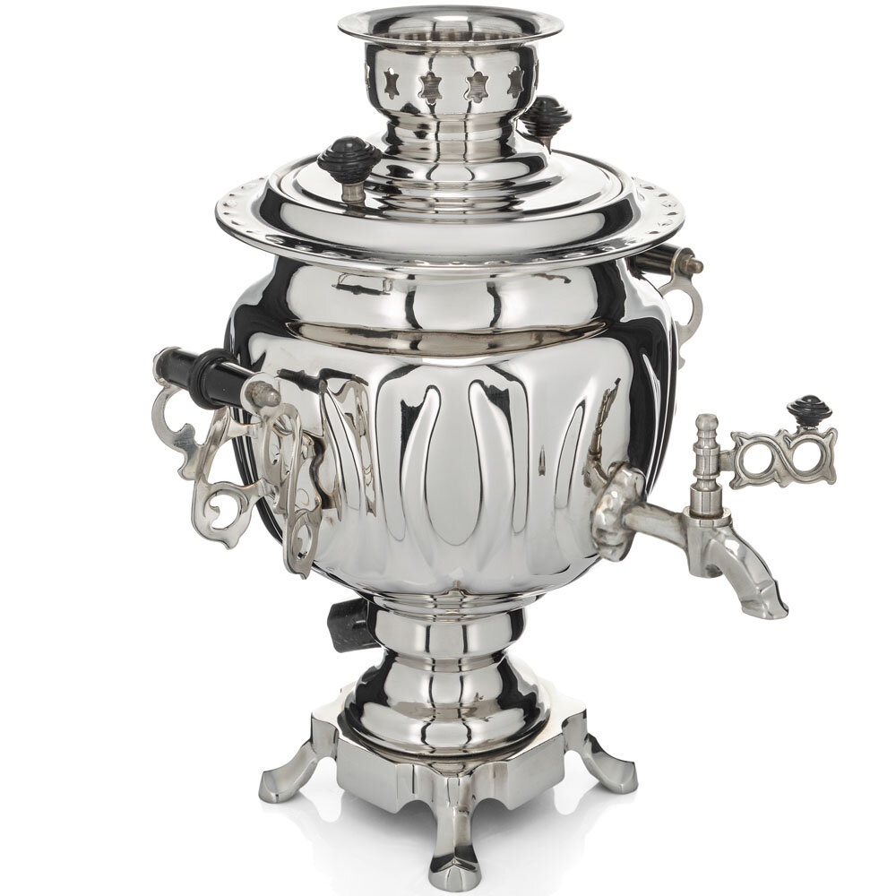 фото Самовар электрический 3 литра формы «Овал» с защитой ТЭН, литьё, серебристый