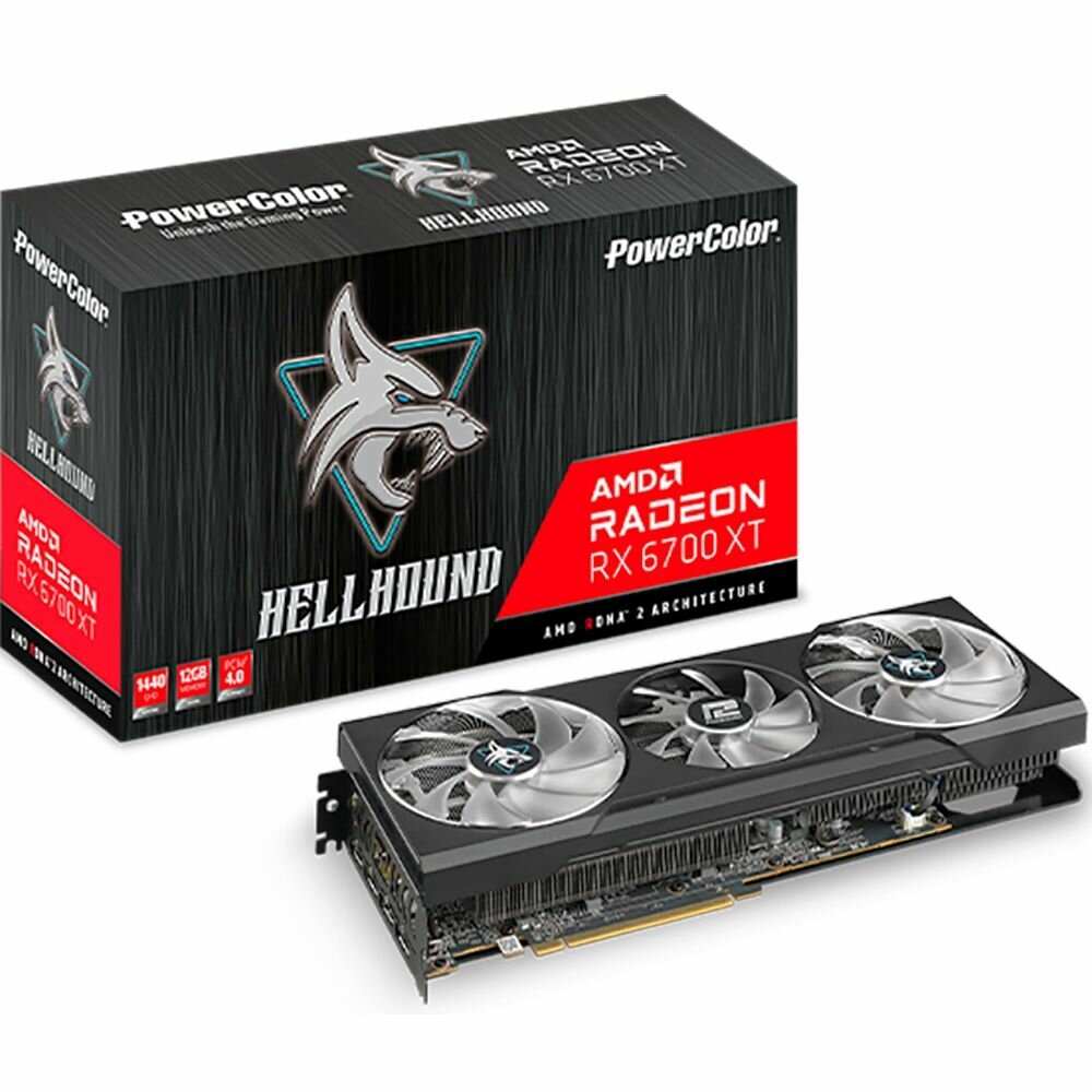PowerColor Видеокарта Radeon RX 6700 XT 12 ГБ Hellhound (AXRX 6700XT 12GBD6-3DHL)