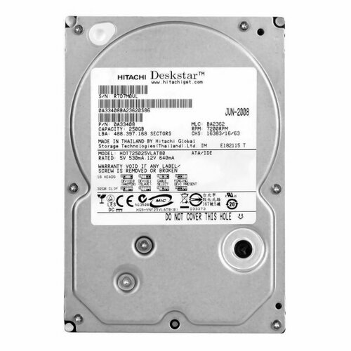 Жесткий диск Hitachi 0A33697 250Gb 7200 IDE 3.5 HDD жесткий диск hitachi 0a33697 250gb 7200 ide 3 5 hdd