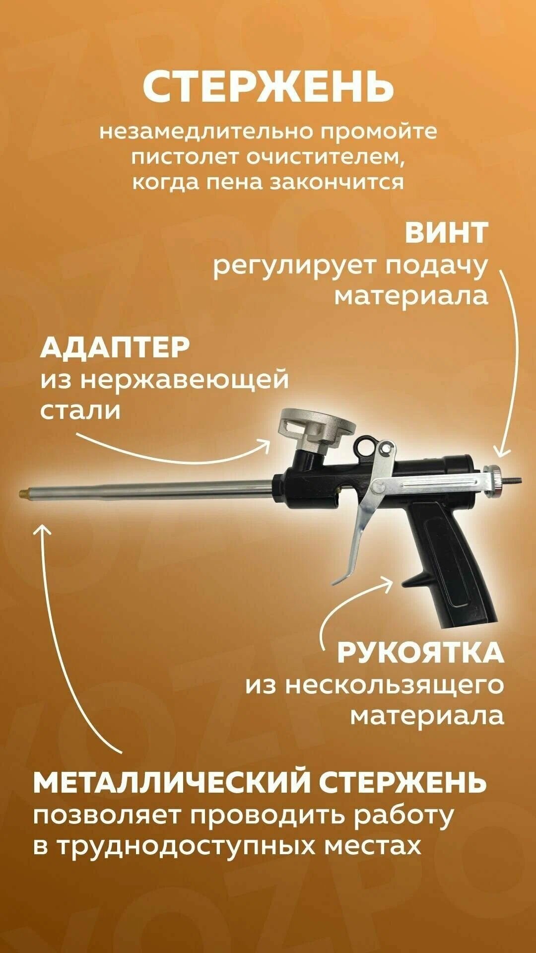 Пистолет для монтажной пены LIT профи черный.