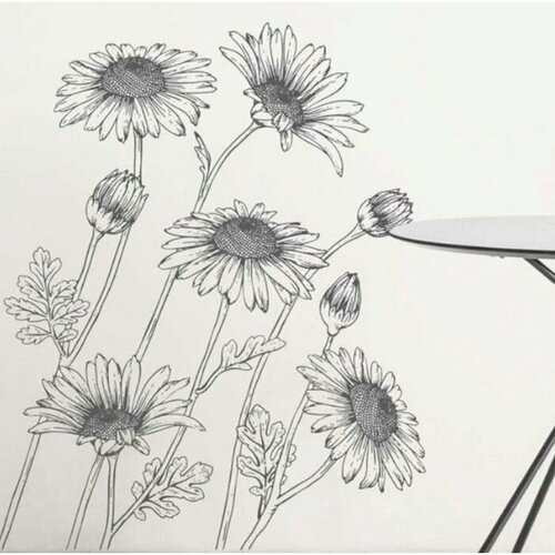 Наклейка пластик интерьерная черная Ромашки 90х30 см 713₽