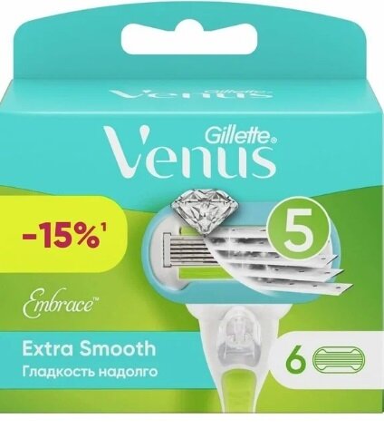 Сменные кассеты для бритья Venus Embrace, 6 шт .