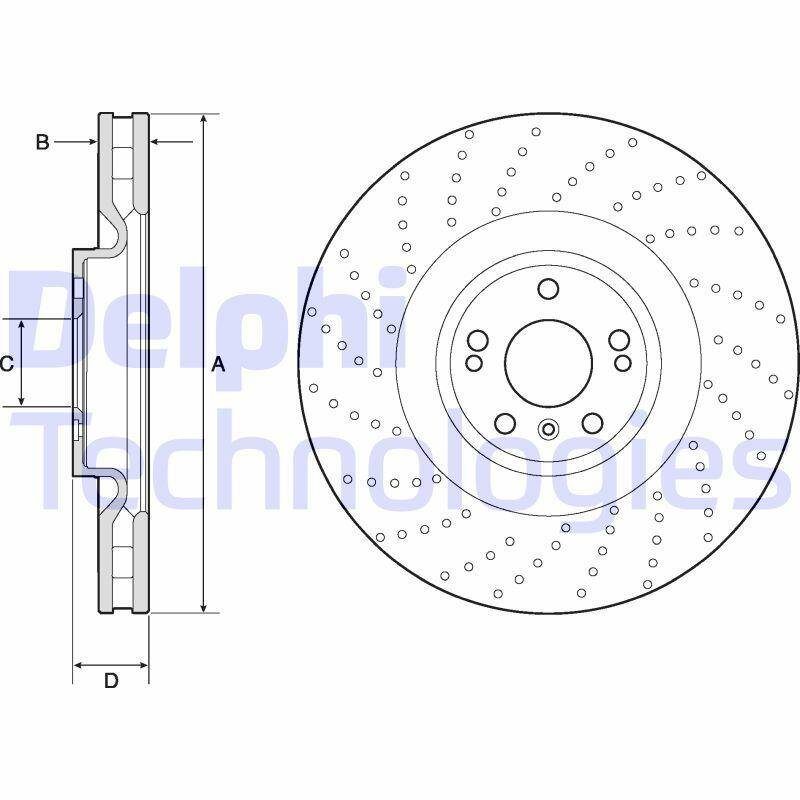 Диск тормозной для автомобиля Mercedes Benz, DELPHI BG9185C (1 шт.)