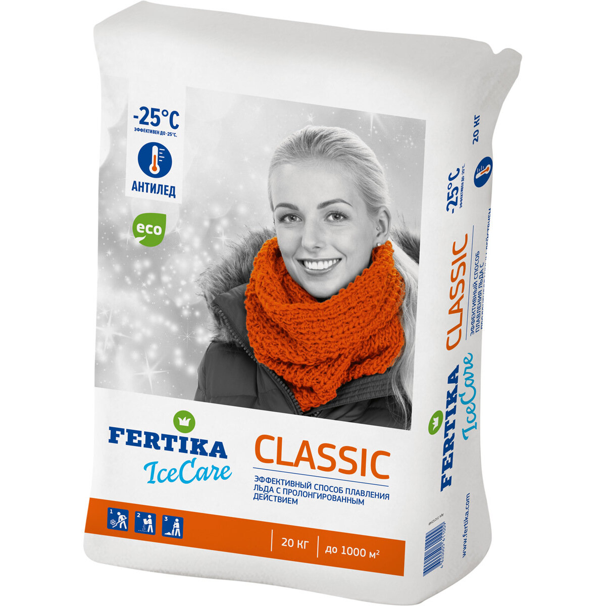 Противогололедный реагент Fertika Icecare Classic, 20 кг