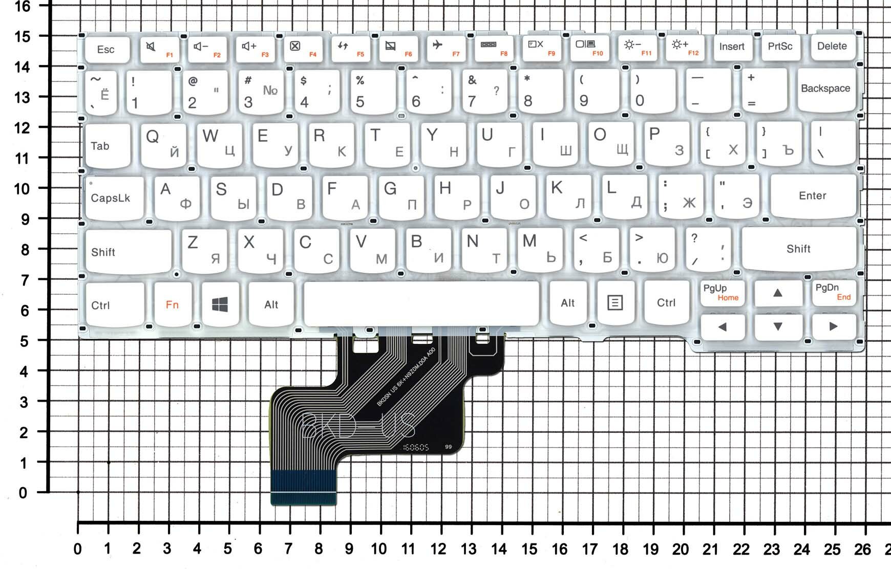 Клавиатура для ноутбука Lenovo Yoga 3 11 300-11IBR 300-11IBY 700-11ISK белая