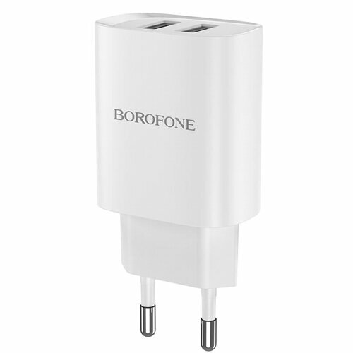 Сетевой адаптер питания Borofone BN2 Super Fast White зарядка 2.1А Quick Charging 2 USB-порта, белый зарядное устройство borofone bn2 super fast 2 usb 2 1a черный