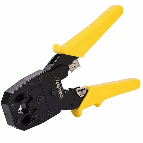 Инструмент обжимной Deli Обжимные клещи Deli DL2468 4P6P8P 200мм в комплекте инструмент для снятия изоляции и набор коннектеров 2190₽