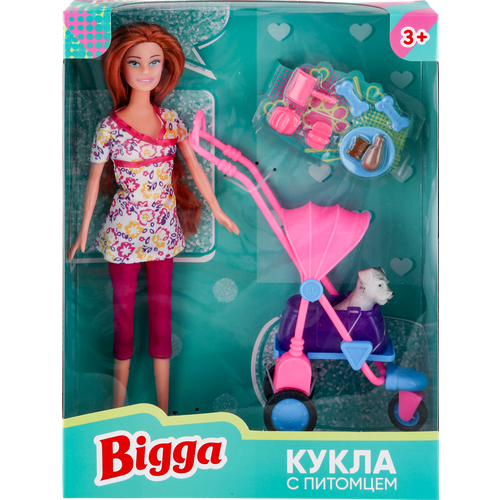 Набор игровой BIGGA Кукла с питомцем, 8 предметов Арт. 11475 набор игровой для песка bigga ведерко с формочками 13 предметов 2 шт