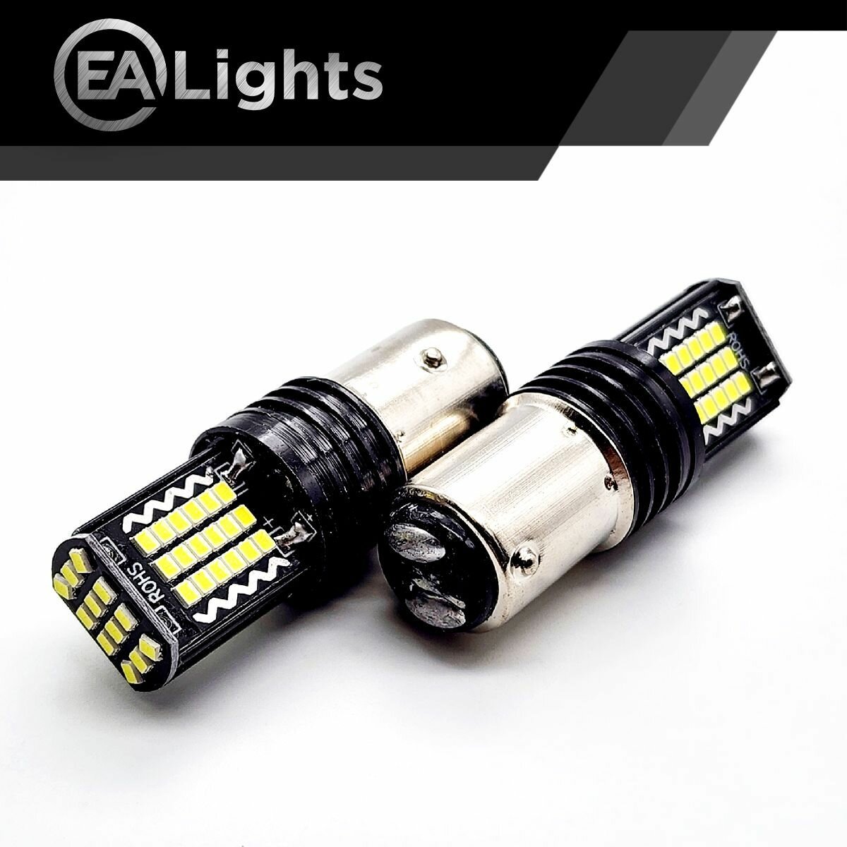 Автомобильная светодиодная LED лампа BAY15D P21W5W (чип 2016-48) для габаритных огней и ДХО, 12в белый свет, 2 шт