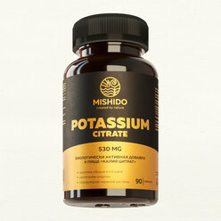 Калий, Цитрат калия 90 капсул Potassium Citrate Biocaps MISHIDO БАД электролиты для сердца и сосудов, мозга, нервной системы, иммунитета